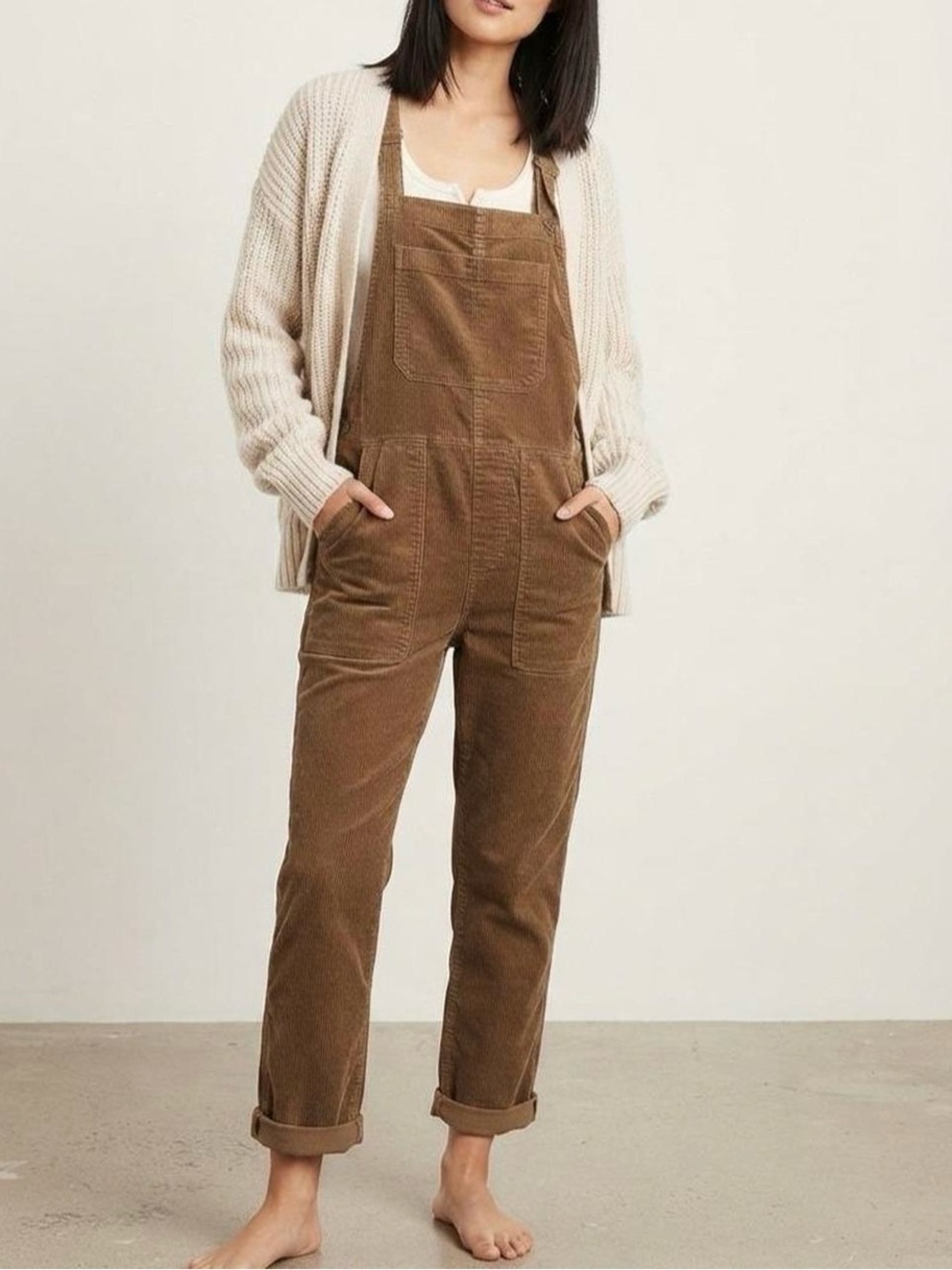 Aerie Brown Corduroy Overalls